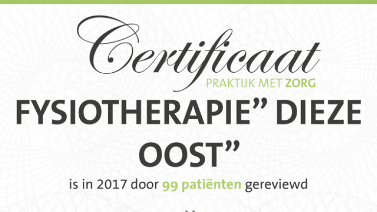 Certificaat ‘Praktijk met Zorg’ 2017